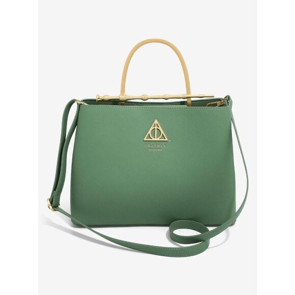 Loungefly Handbags - Loungefly Harry Potter Deathly Hallows Elder Wand Green Gold Handbag Purse